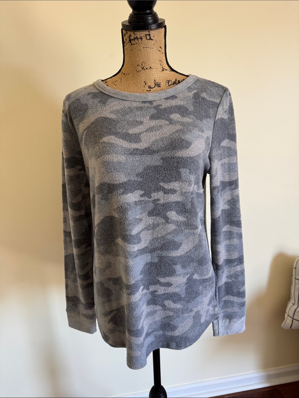Pink Clover Gray Camo Crewneck Sweater